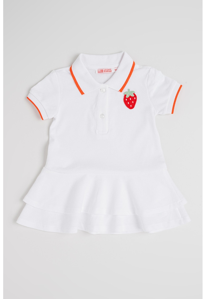 Rochie polo cu aplicatie cu model capsune - Alb