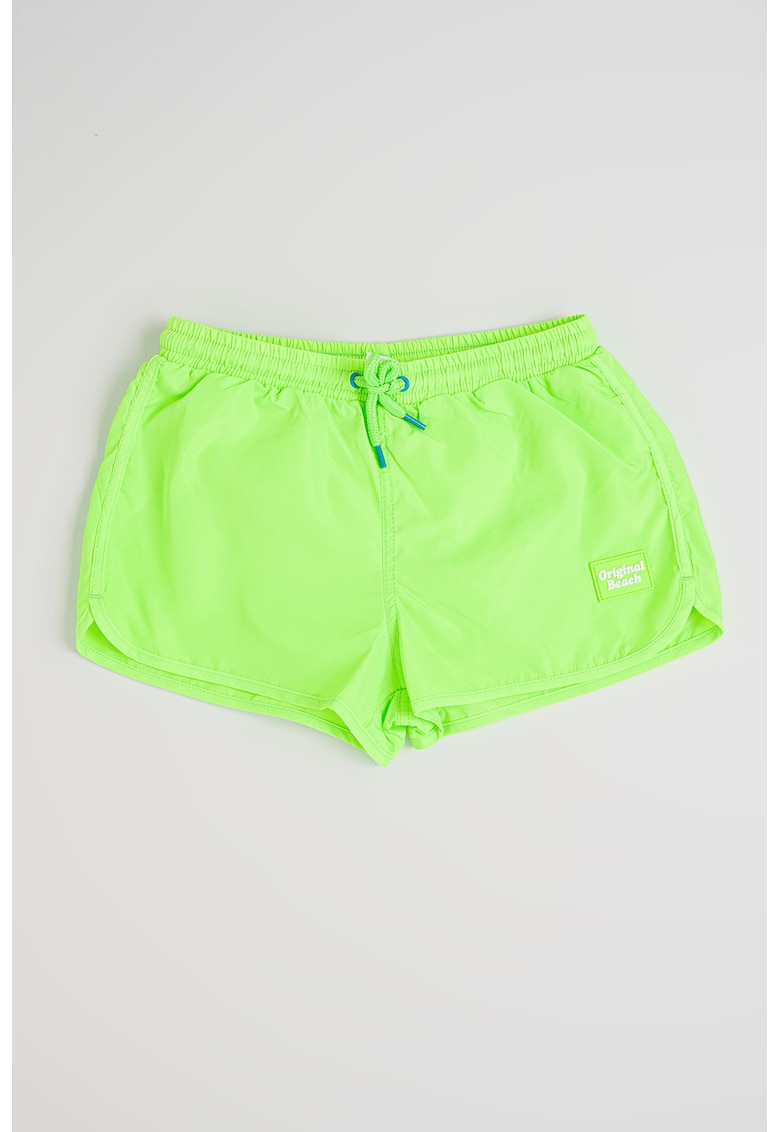 Pantaloni scurti de baie cu snur de ajustare in talie - Verde neon