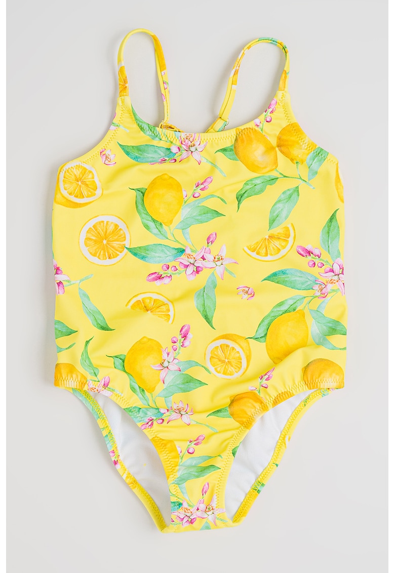 Costum de baie intreg cu model cu lamai - Verde/Galben