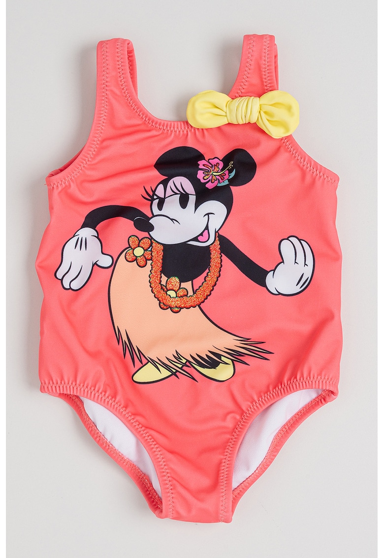 Costum de baie intreg cu imprimeu cu Minnie Mouse - Portocaliu deschis/Roz