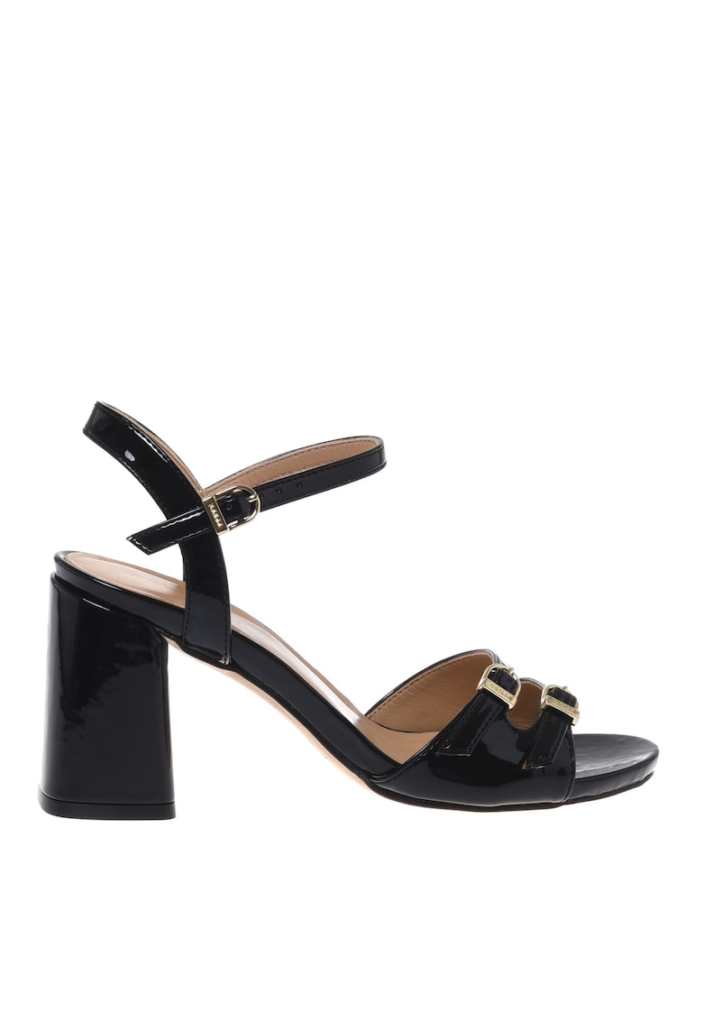 Sandale de piele cu toc inalt - Negru