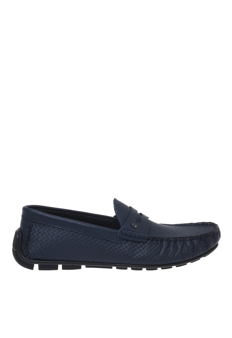 Pantofi loafer texturati de piele - Albastru