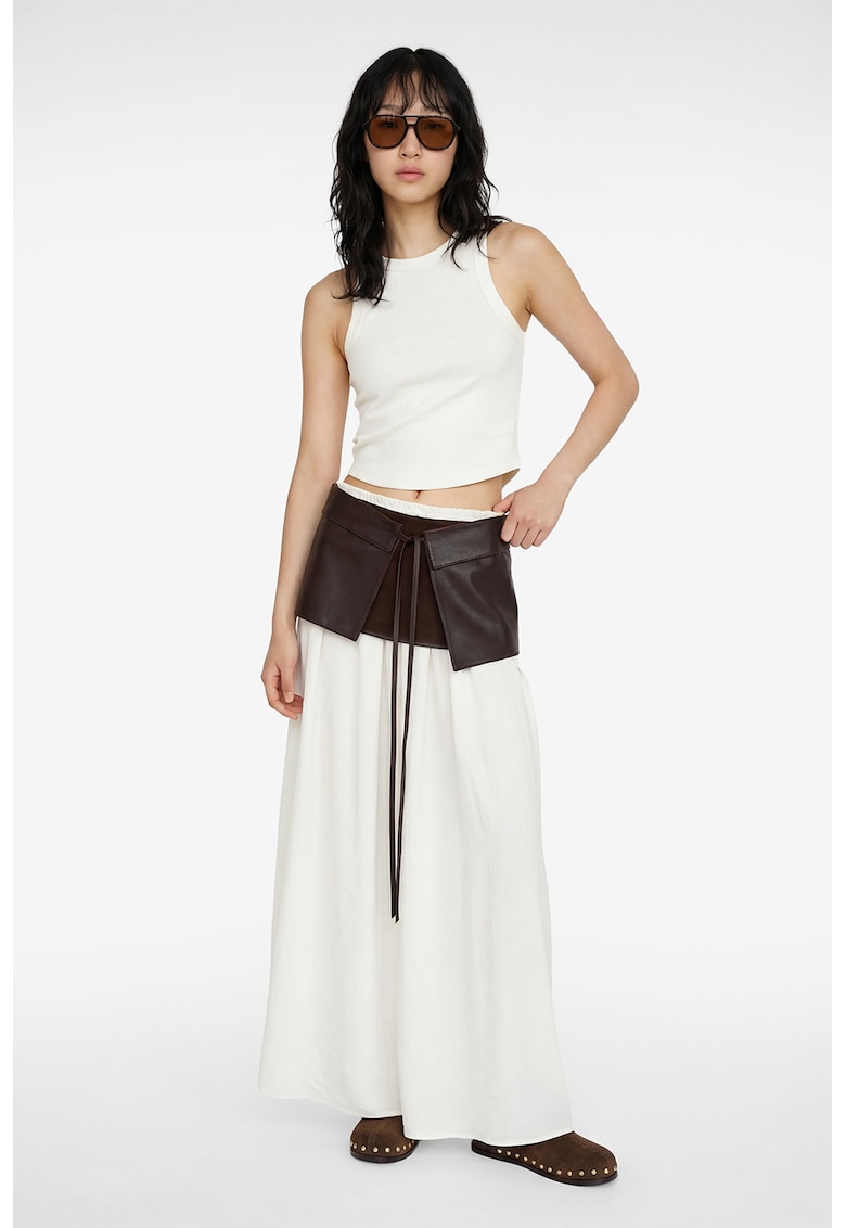 Top crop slim fit - Alb fildes