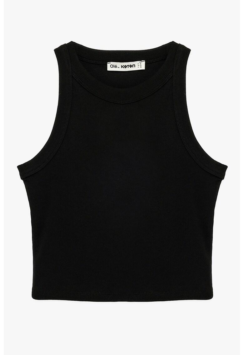 Top crop slim fit - Negru