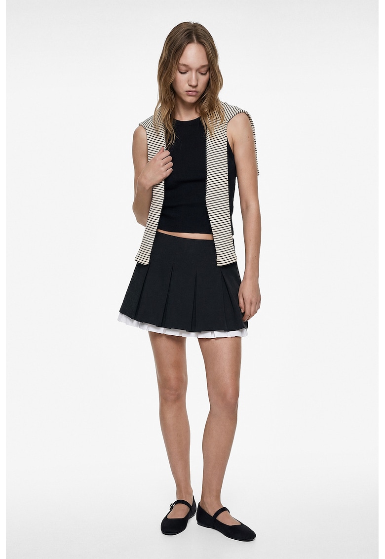 Top crop slim fit - Negru