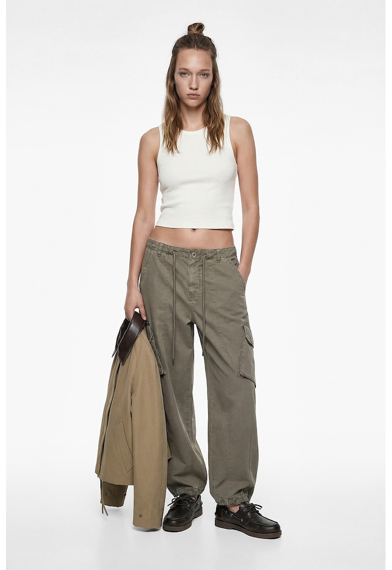 Top crop slim fit - Alb murdar