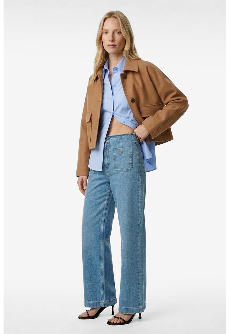 Blugi regular fit cu talie medie - Albastru melange