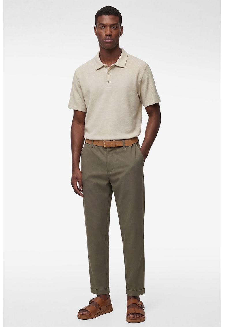 Tricou polo regular fit cu model uni - Bej deschis
