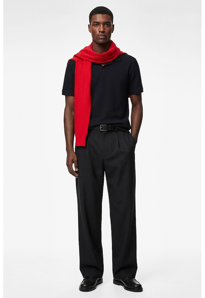 Tricou polo regular fit cu aspect texturat