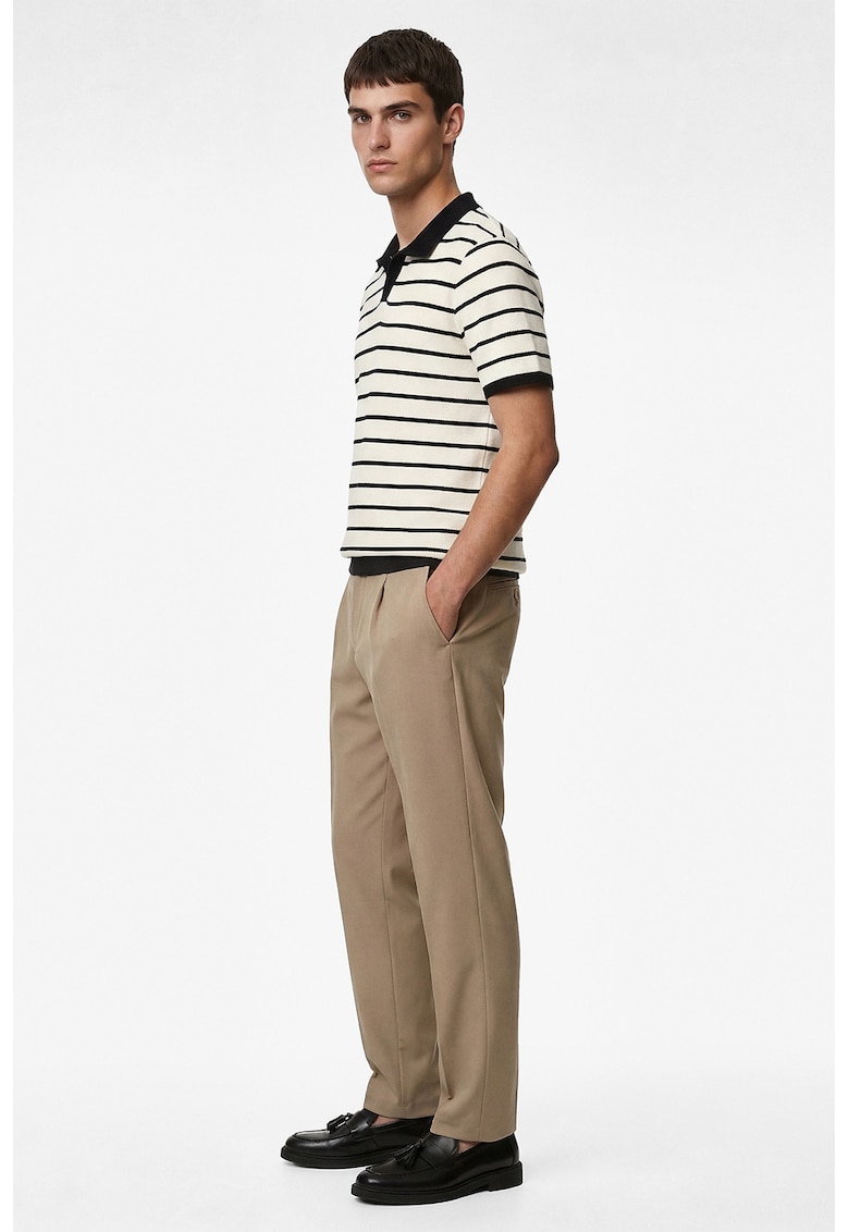 Tricou polo din bumbac - Negru/Bej deschis
