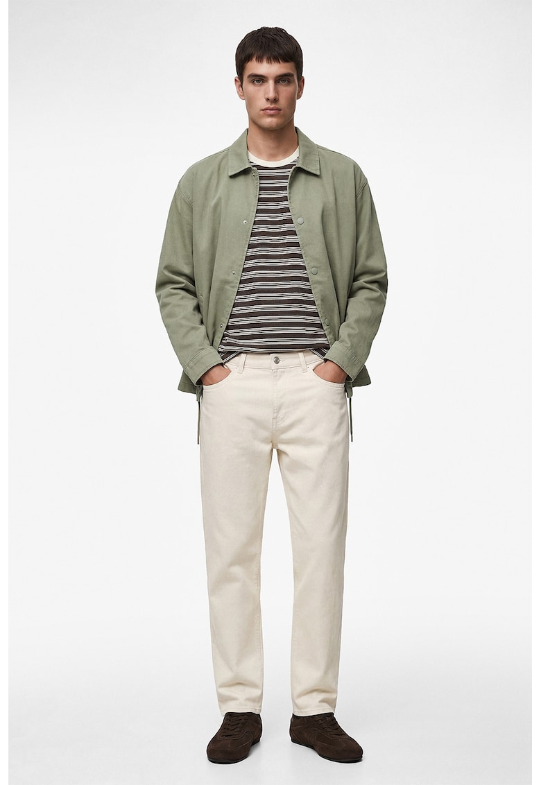 Jacheta din denim cu guler clasic - Verde stins