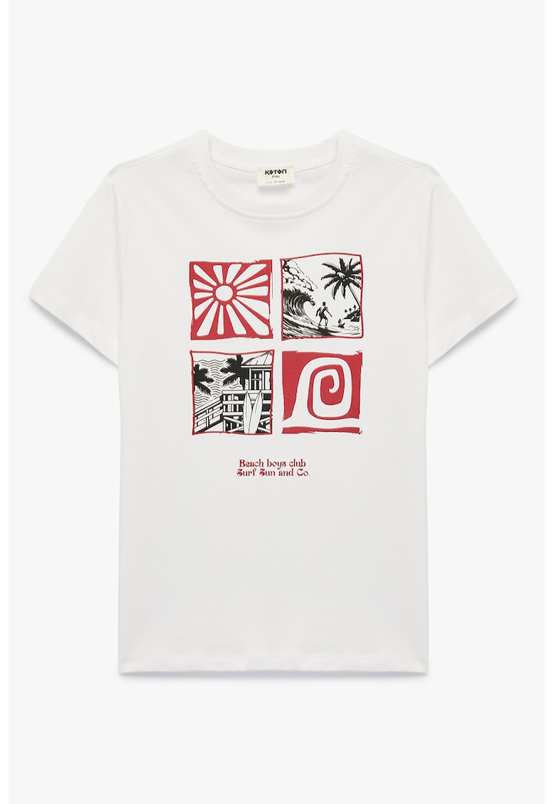 Tricou din bumbac cu imprimeu - Rosu/Alb