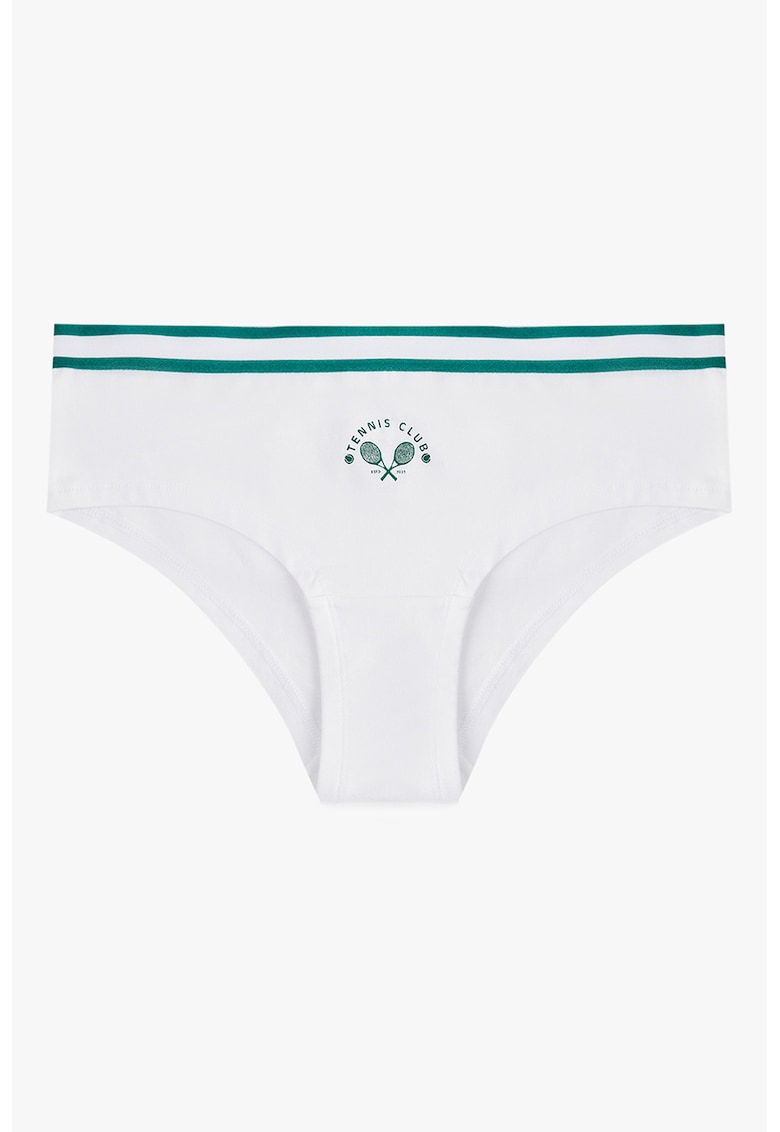 Chiloti hipster cu imprimeu tennis - Alb/Verde