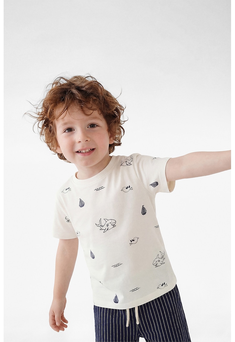 Tricou din bumbac cu model - Alb fildes