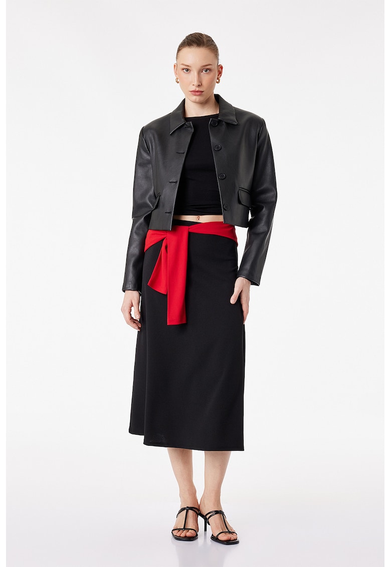 Fusta midi din material scuba - Negru