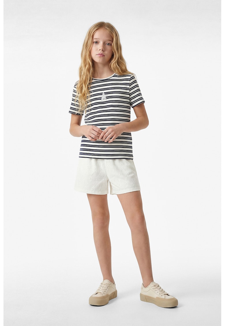 Pantaloni scurti cu talie elastica - Alb fildes