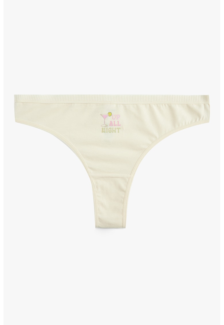 Chiloti tanga cu detaliu cu imprimeu grafic - Galben pastel