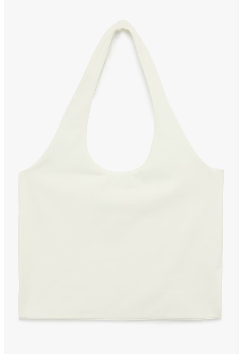 Top crop cu decolteu halter - Alb fildes