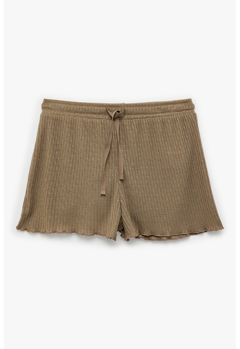 Pantaloni scurti de pijama cu snururi de ajustare - Maro taupe deschis