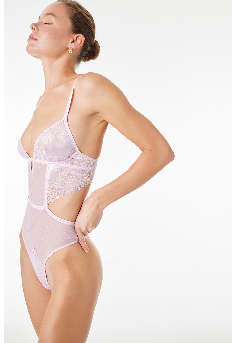 Body modelator cu dantela - Roz deschis