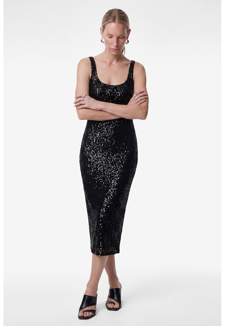Rochie midi cu paiete - Negru