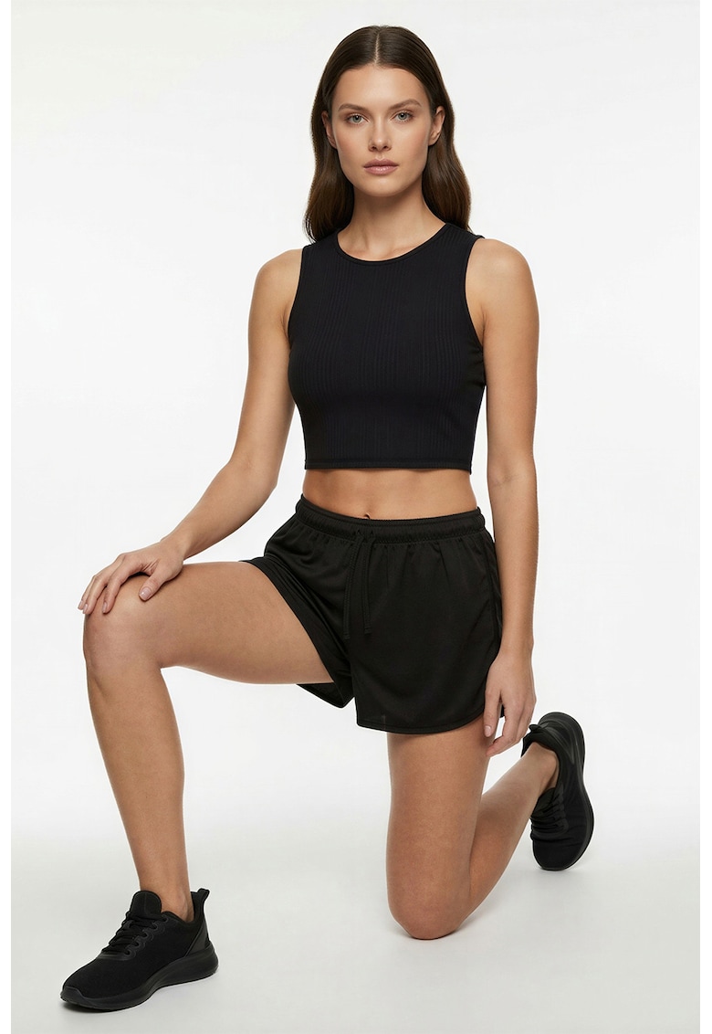 Top crop slim fit - Negru