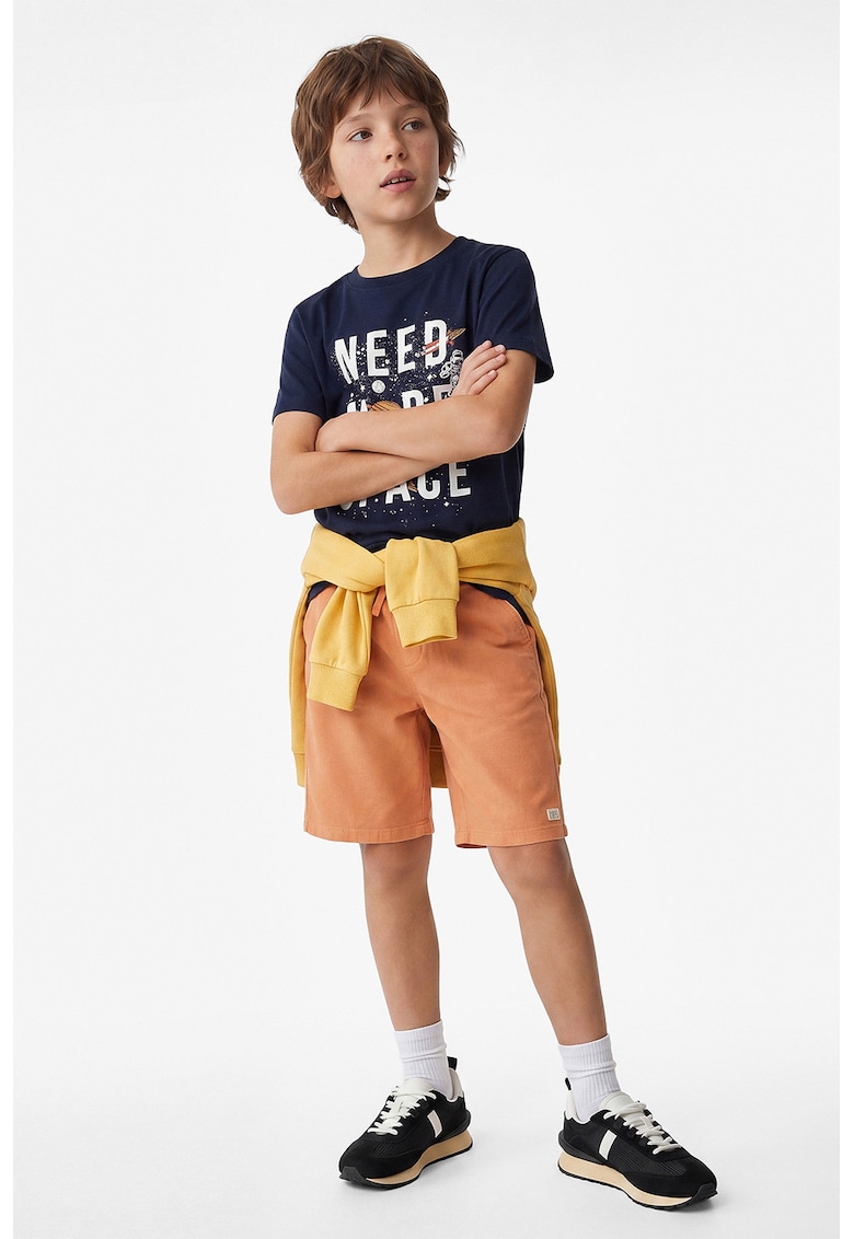 Pantaloni scurti de bumbac cu snururi - Portocaliu