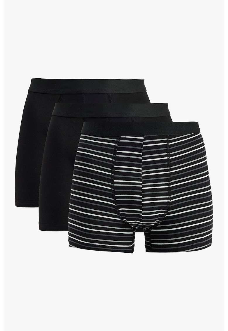 Set de boxeri cu dungi - 3 perechi - Negru