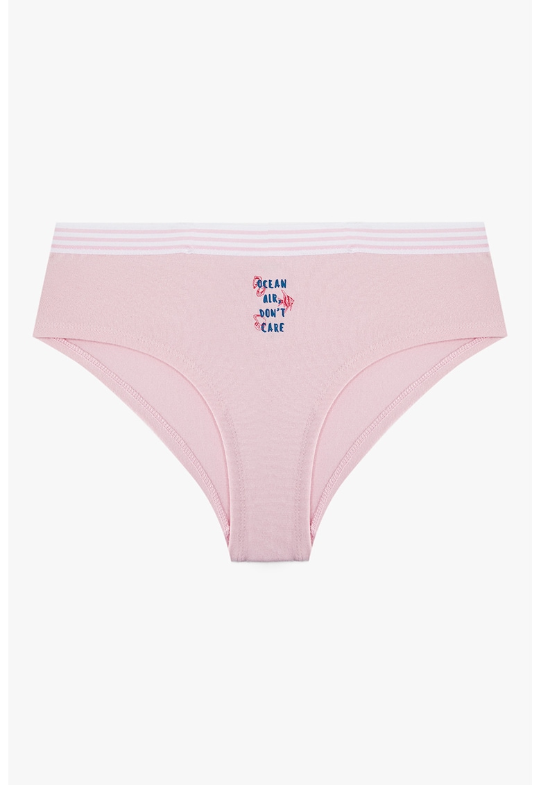 Chiloti hipster cu imprimeu text - Nude rose