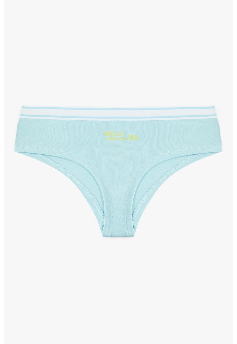 Chiloti hipster cu imprimeu text - Albastru pastel