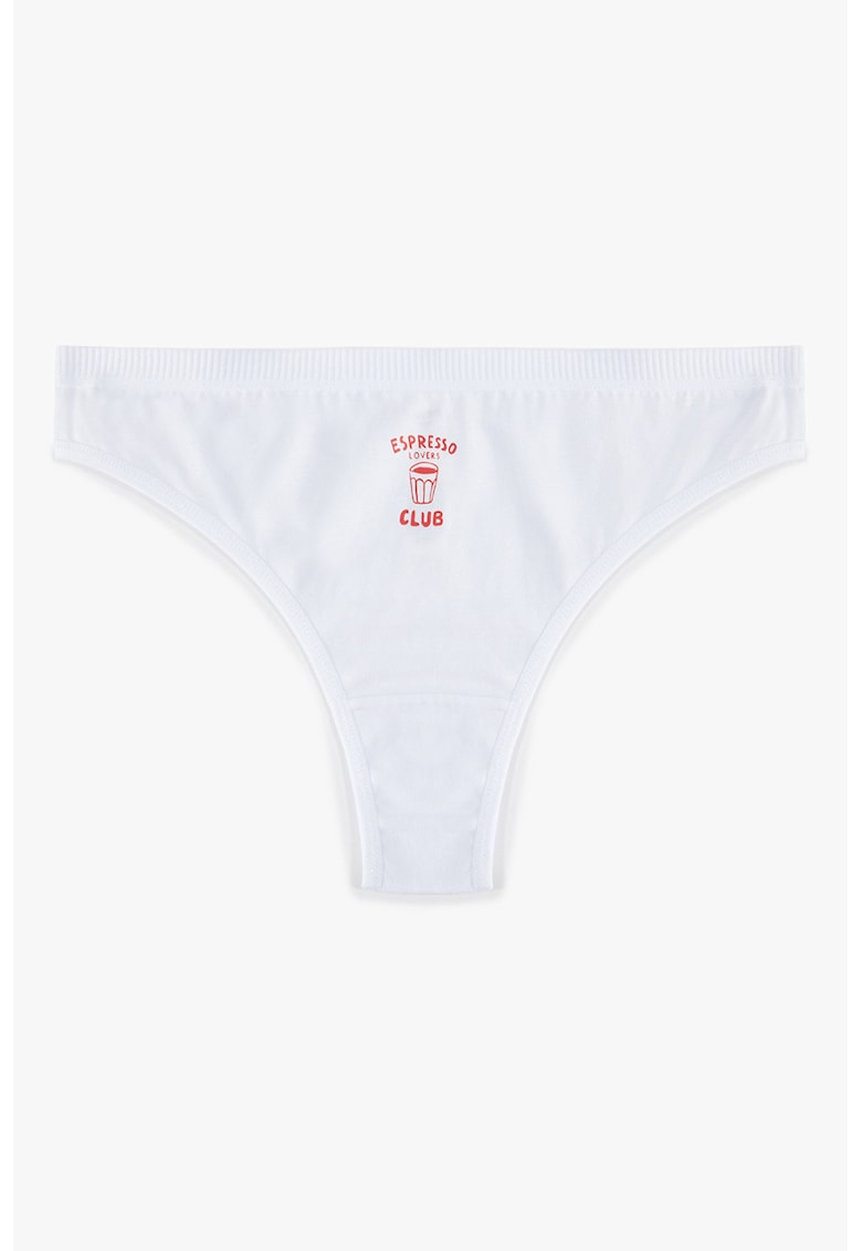 Chiloti hipster tanga din amestec de bumbac - Alb