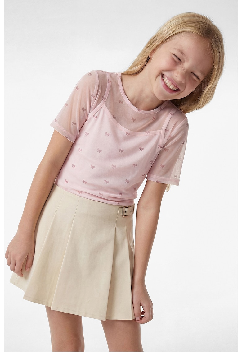 Bluza semitransparenta cu maneci scurte - Crem