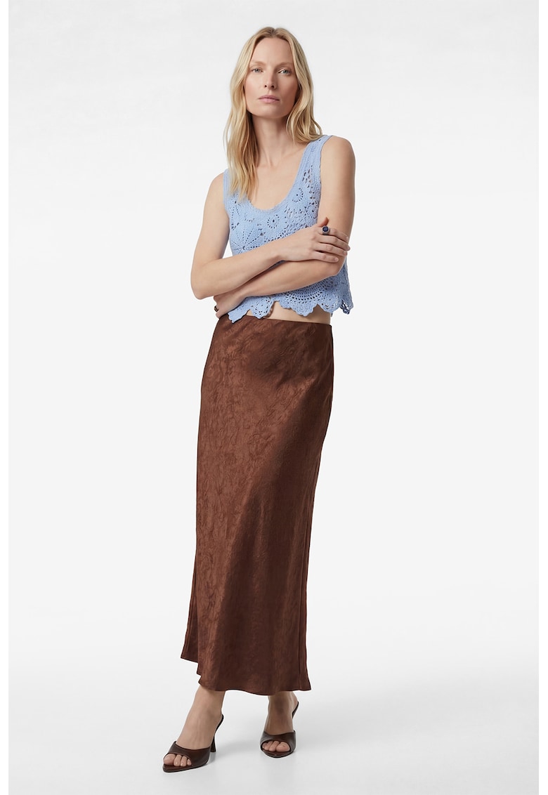 Fusta slim fit de satin - Maro