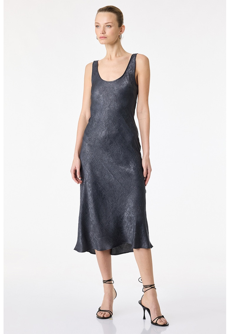 Rochie midi vaporoasa - Gri antracit