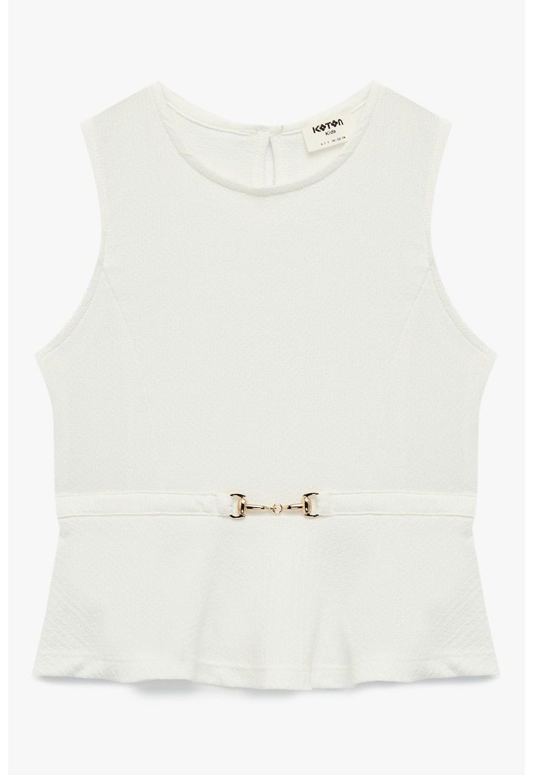 Bluza uni cu decolteu rotund - Ecru