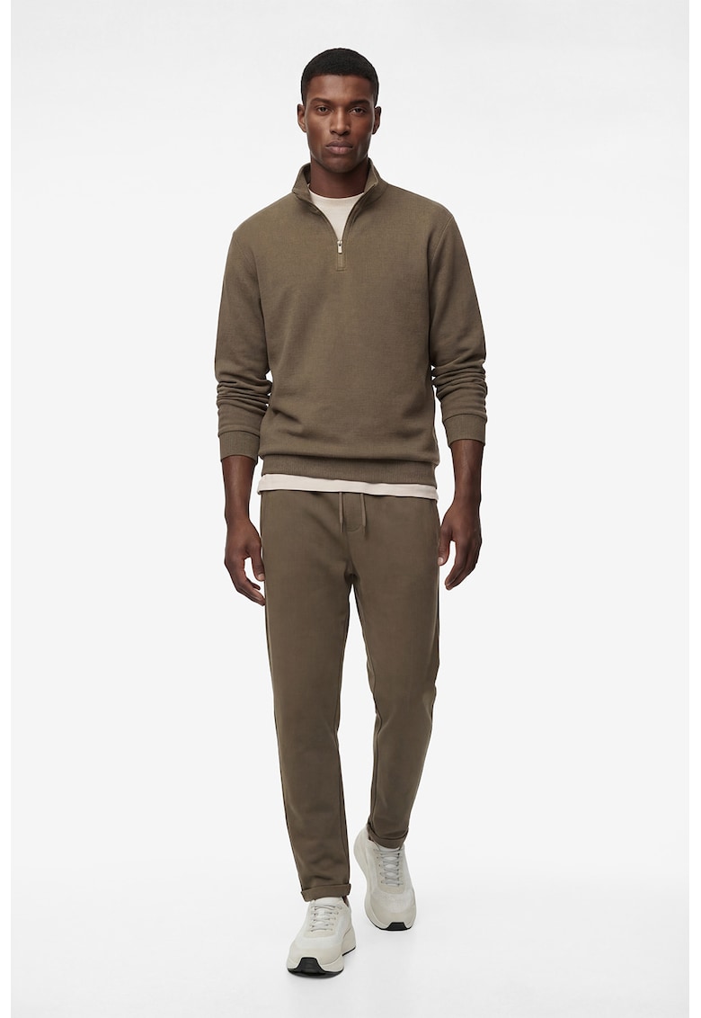 Pantaloni de trening din amestec de bumbac cu snur - Bej