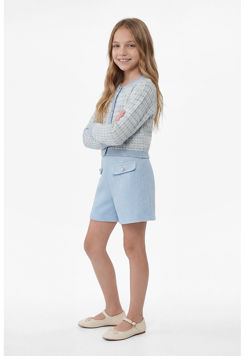 Pantaloni scurti uni cu talie medie - Albastru deschis