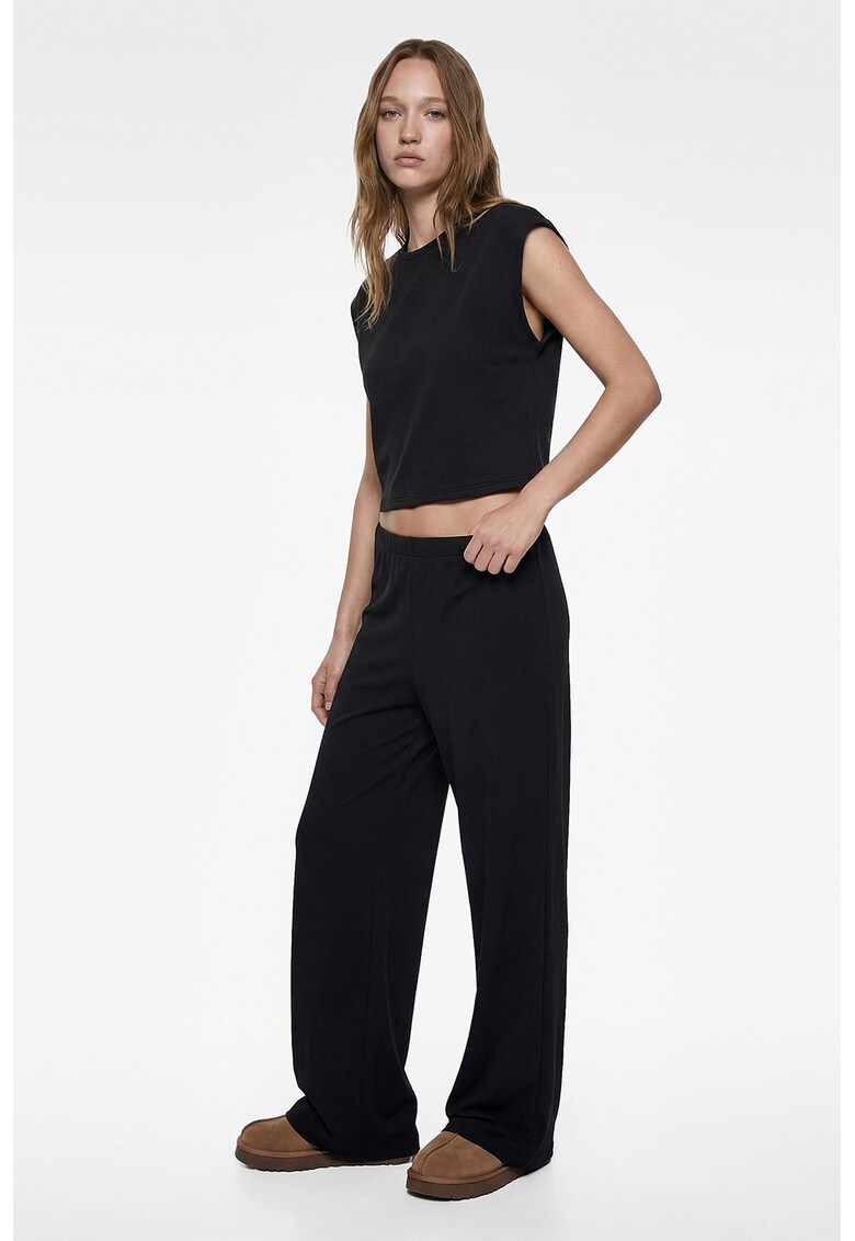 Top de piaja crop din amestec de modal - Negru