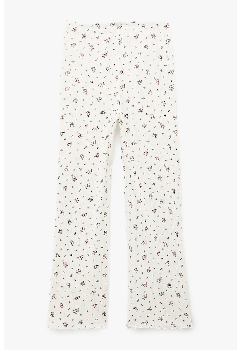 Pantaloni de pijama de bumbac cu model floral - Alb murdar