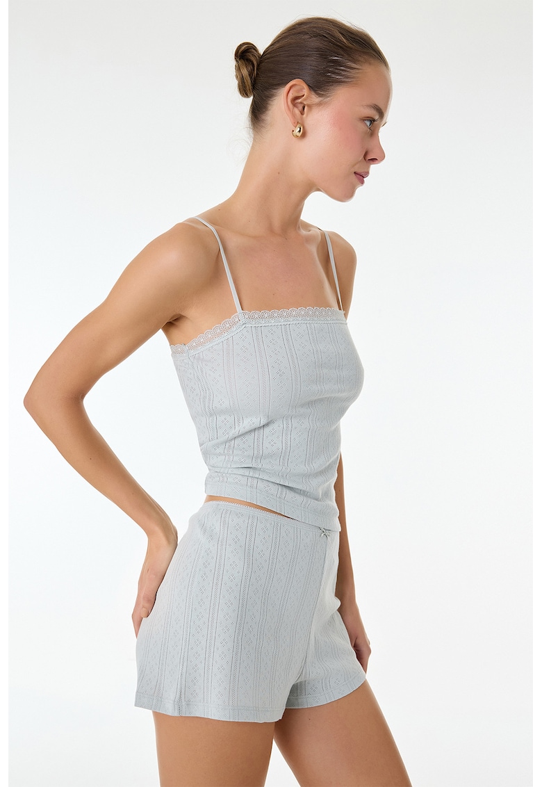 Top de pijama din bumbac - Verde pastel