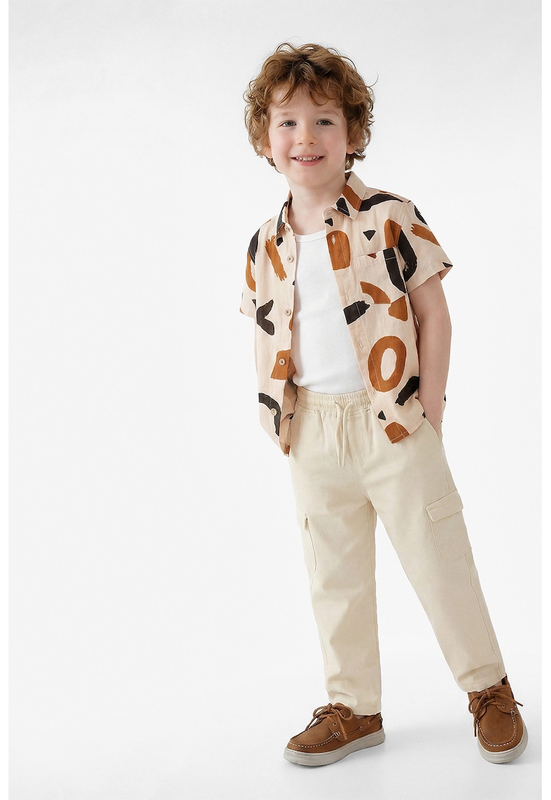 Pantaloni cargo cu snur elastic - Bej