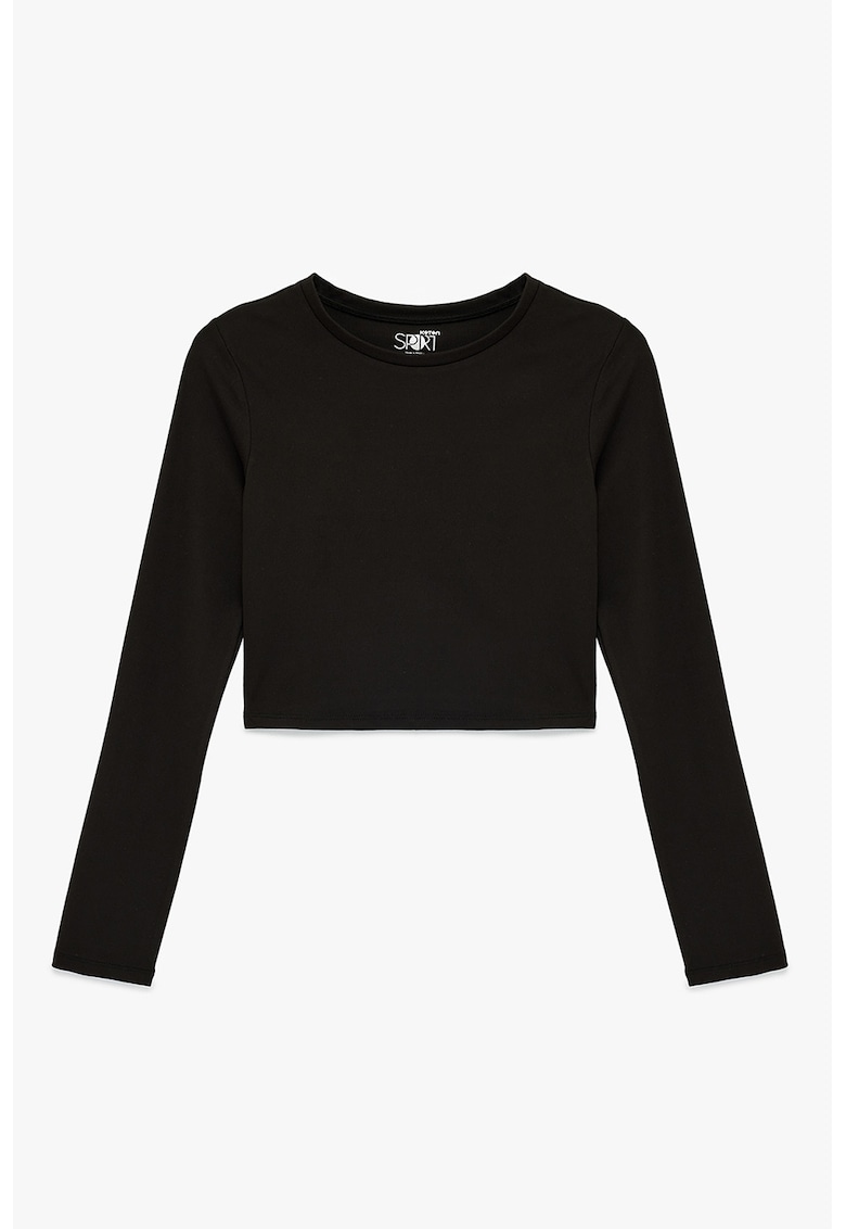 Bluza crop cu decolteu rotund - Negru