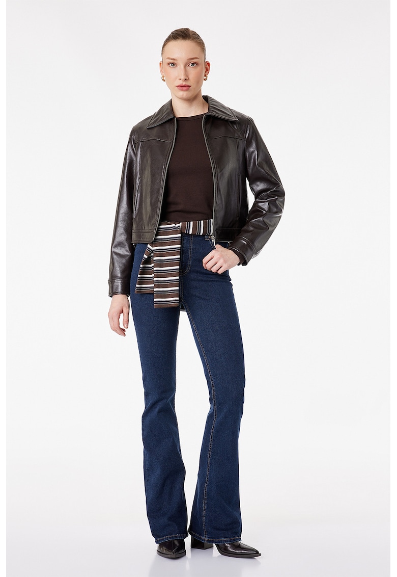 Blugi bootcut cu talie inalta Victoria - Bleumarin