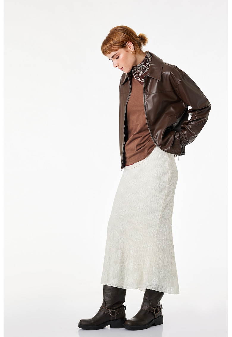 Fusta midi cu slit pe spate - Bej deschis