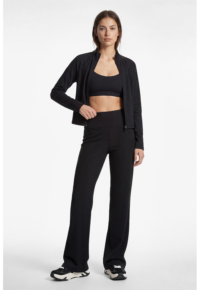 Bluza slim fit de trening cu fermoar - Negru