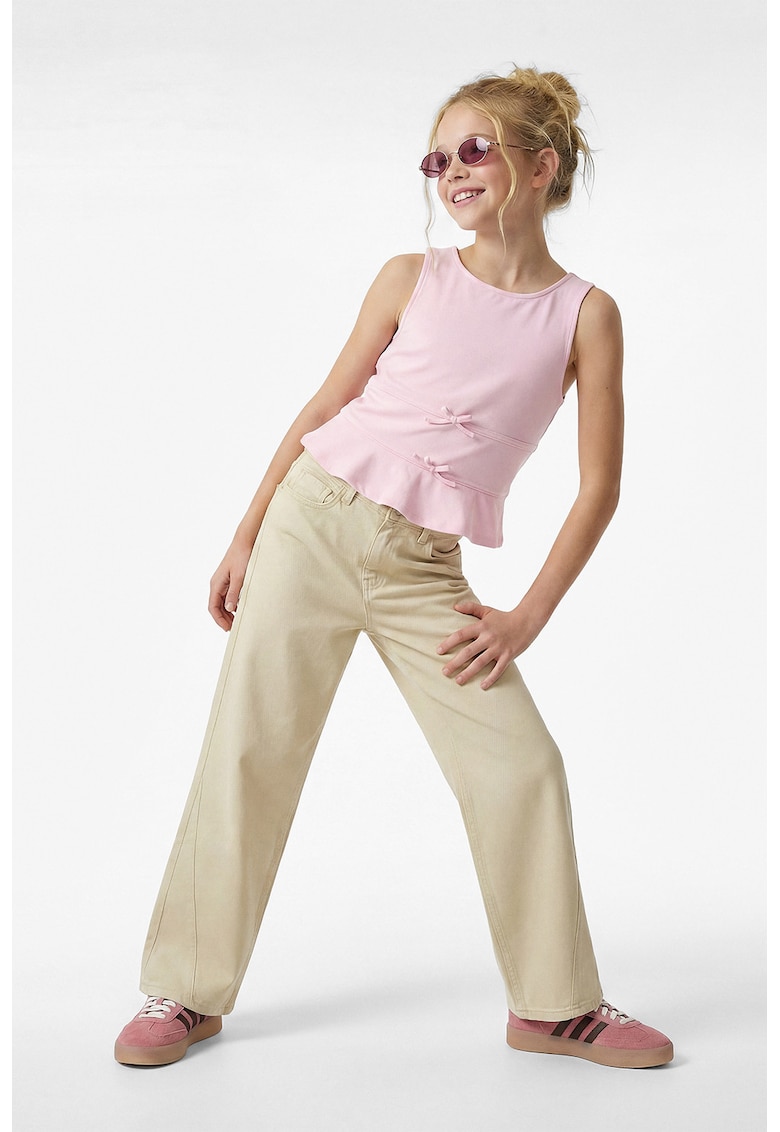 Bluza regular fit cu decolteu rotund - Roz deschis