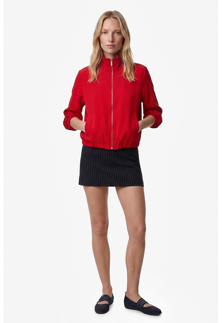 Fusta-pantalon mini cu dungi si fermoar - Albastru ultramarin