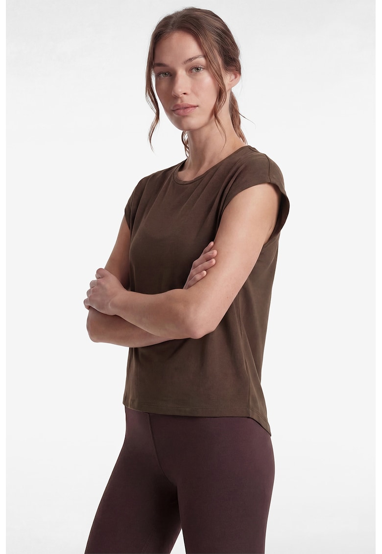 Tricou uni cu decolteu rotund - Maro