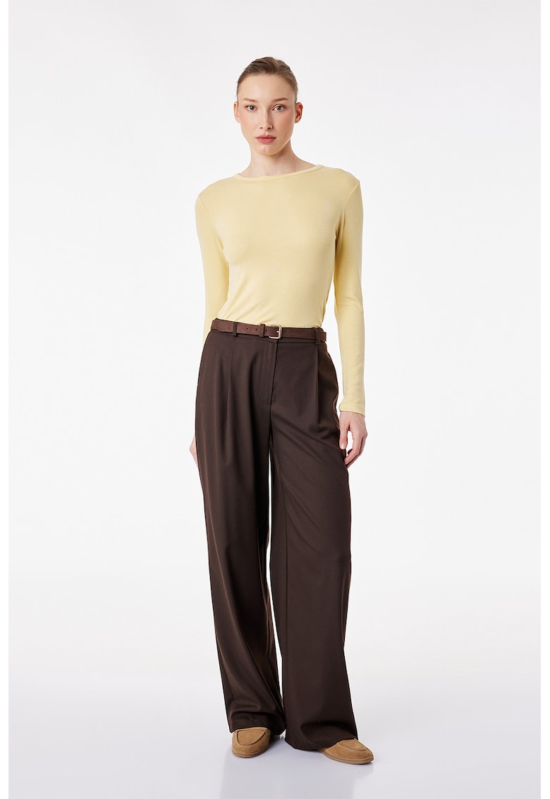 Bluza uni slim fit - Galben deschis