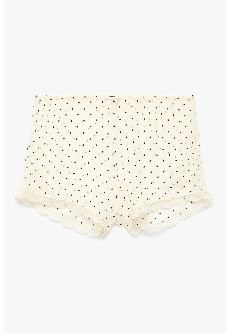 Pantaloni scurti de pijama cu buline - Crem